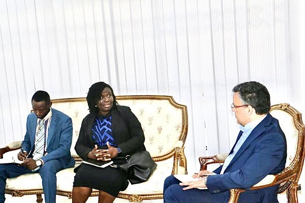 Monica Josiah (middle) interacting with Aly Mohammed Basha (right) GSA wants collaboration between Ghana, Egypt to boost trade ties